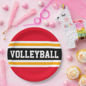 VOLLEYBALL Bright Red Black Orange Racing Stripes  ペーパープレート (パーティー)