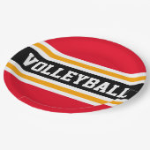 VOLLEYBALL Bright Red Black Orange Racing Stripes  ペーパープレート (アングル)