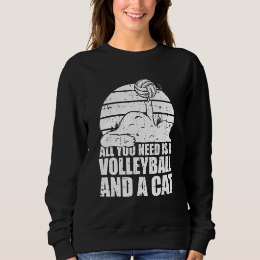 Volleyball Cats Vball Beach  Volleyball Cat スウェットシャツ (正面)
