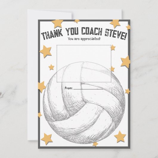 Volleyball coach gift card holder thank you 招待状 (正面)