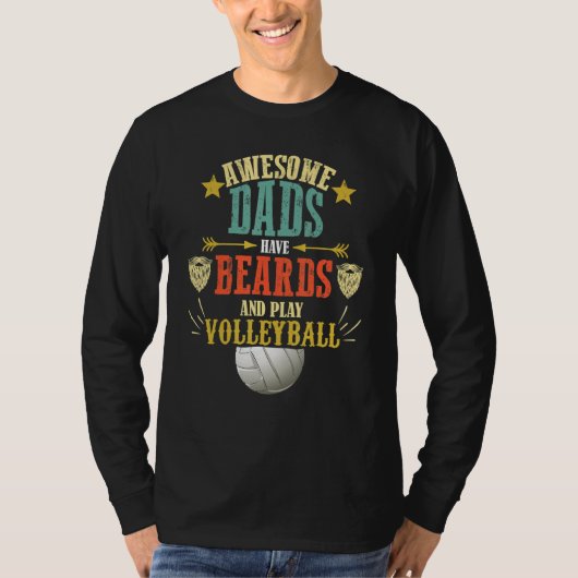 Volleyball Dad Beard Cute Fathers Day Volleyball Tシャツ (正面)