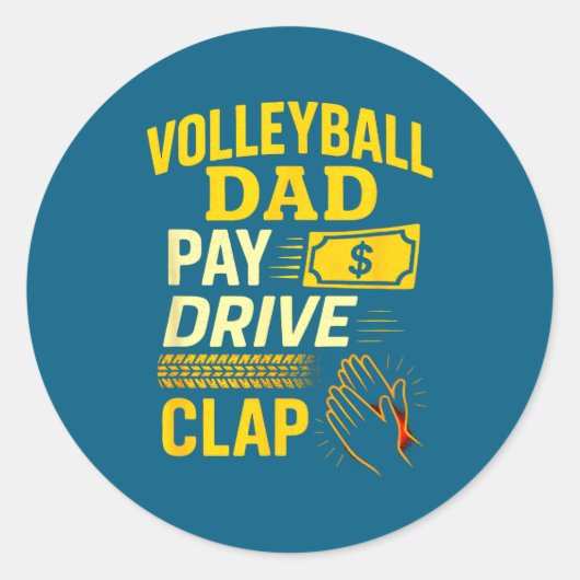 Volleyball Dad - Funny Proud Father Player  ラウンドシール (正面)