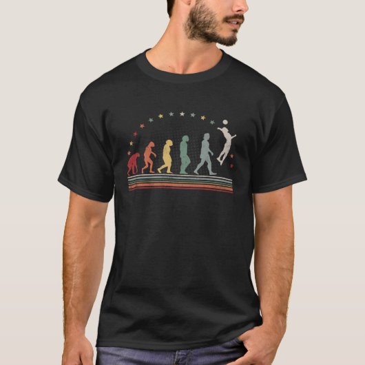 Volleyball Evolution Retro Hobby Beach Volleyball Tシャツ (正面)