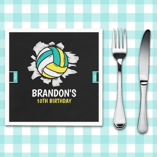 Volleyball Fun Birthday Boy スタンダードカクテルナプキン