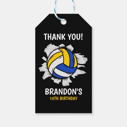Volleyball Funny Birthday Kids ギフトタグ (正面)