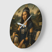 Volleyball Funny Mona Lisa ラージ壁時計 (傾斜)