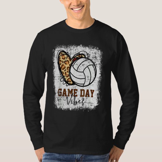 Volleyball Game Day Vibes Volleyball Mom Leopard B Tシャツ (正面)