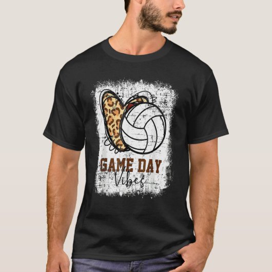 Volleyball Game Day Vibes Volleyball Mom Leopard B Tシャツ (正面)