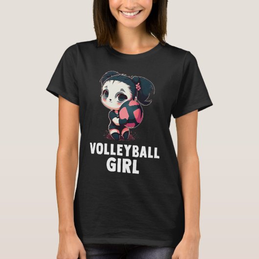 Volleyball Girl  Cute Panda Girl And Volleyball Tシャツ (正面)