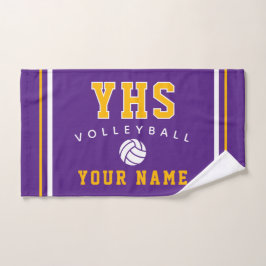 Volleyball Icon, Custom Name & School, Team Gift H ハンドタオル