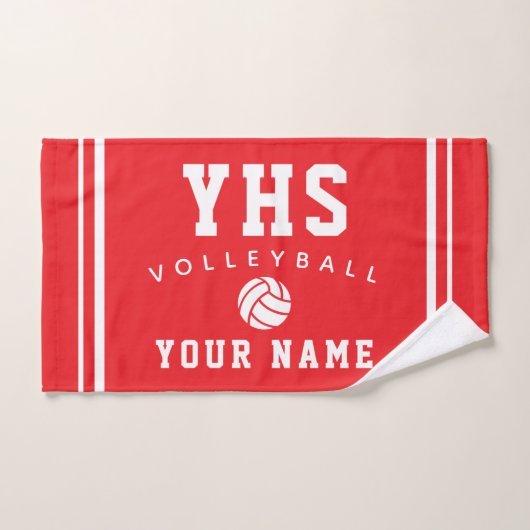 Volleyball Icon, Custom Name & School, Team Gift H ハンドタオル (ハンドタオル)