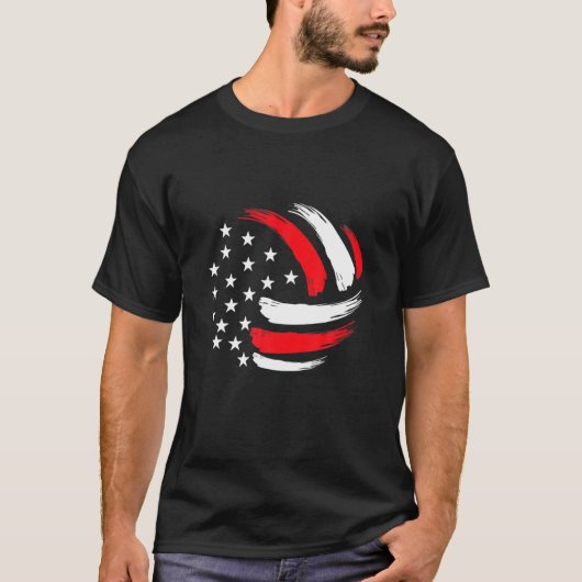 Volleyball In American Flag Cool Volleyball Player Tシャツ (正面)
