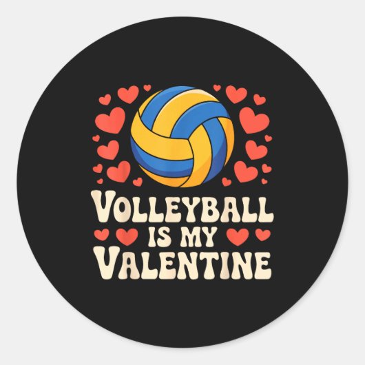 Volleyball Is My Valentine Romantic Valentines Day ラウンドシール (正面)