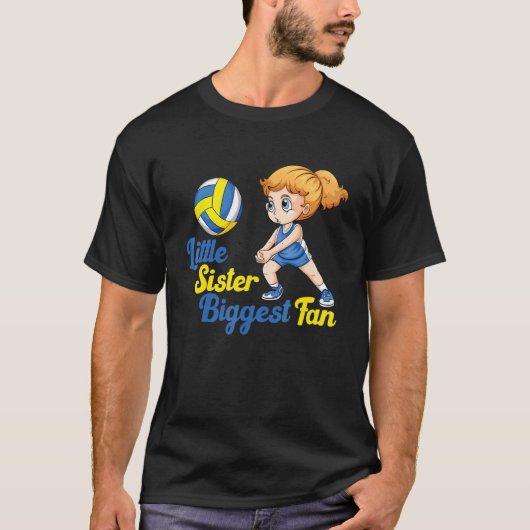 volleyball little sister biggest fan volleyball si tシャツ (正面)