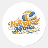 Volleyball Mama Sticker (Retro Script) ラウンドシール (正面)