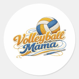 Volleyball Mama Sticker (Retro Script) ラウンドシール