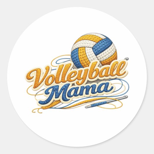 Volleyball Mama Sticker (Retro Script) ラウンドシール (正面)