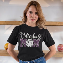 Volleyball Mom cute bright Purple text Tシャツ