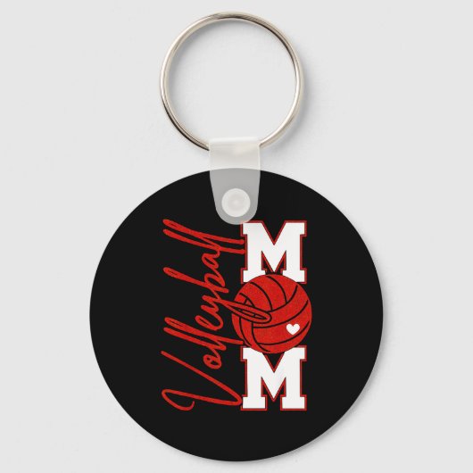 Volleyball Mom Game Day Mama Srts Volleyball Famil キーホルダー (正面)