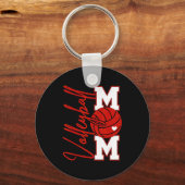 Volleyball Mom Game Day Mama Srts Volleyball Famil キーホルダー (正面)