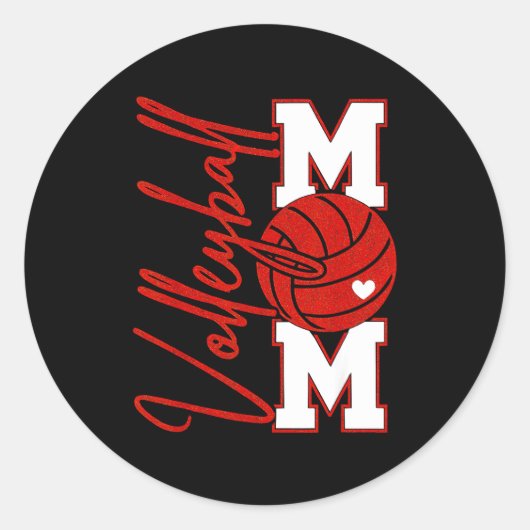 Volleyball Mom Game Day Mama Srts Volleyball Famil ラウンドシール (正面)