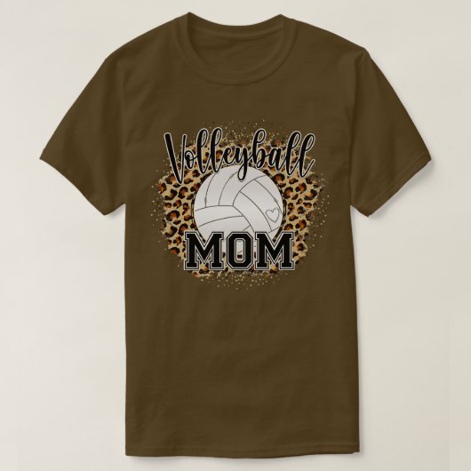 Volleyball Mom Leopard Print Proud Womens Cheetah Tシャツ (デザイン正面)