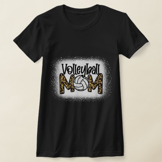 Volleyball Mom Women Leopard Cute Bleached Fun Mot Tシャツ (レイダウン)