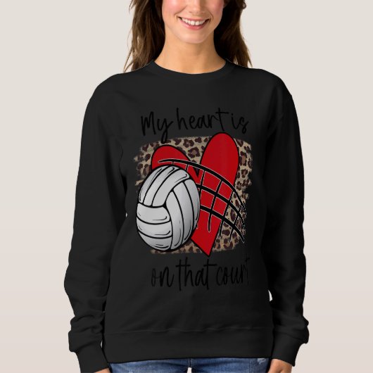 Volleyball My Heart is on that Court Leopard Volle スウェットシャツ (正面)