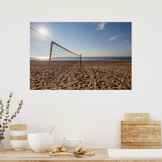 Volleyball net on the beach poster ポスター (キッチン)