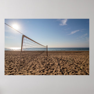 Volleyball net on the beach poster ポスター