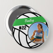 Volleyball Pin Name & Number Green Photo Button 缶バッジ (正面&裏面)