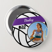 Volleyball Pin Name & Number Purple Photo Button 缶バッジ (正面&裏面)