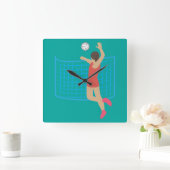 Volleyball Player スクエア壁時計 (ホーム)