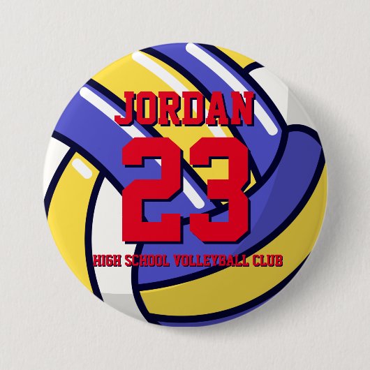 Volleyball Player Number School Sports Team Pin 缶バッジ (正面)
