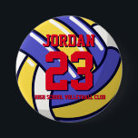 Volleyball Player Number School Sports Team Pin 缶バッジ<br><div class="desc">A perfect pin for sports fans,  athletes,  players,  coach or captain of the baseball team. You can customize the wording to fit any events with this sports theme,  whether it's birthday,  championship celebration or winning party.</div>