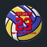Volleyball Player Number School Sports Team Pin 缶バッジ<br><div class="desc">A perfect pin for sports fans,  athletes,  players,  coach or captain of the baseball team. You can customize the wording to fit any events with this sports theme,  whether it's birthday,  championship celebration or winning party.</div>