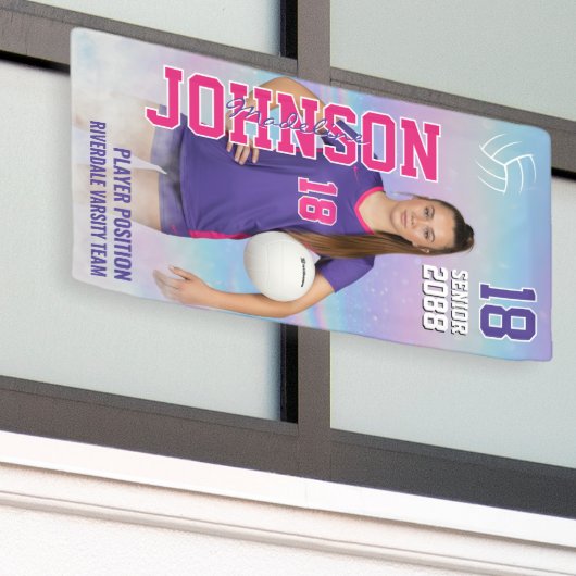 Volleyball Player Portrait Photo Senior Night 横断幕 (ビルの外側)