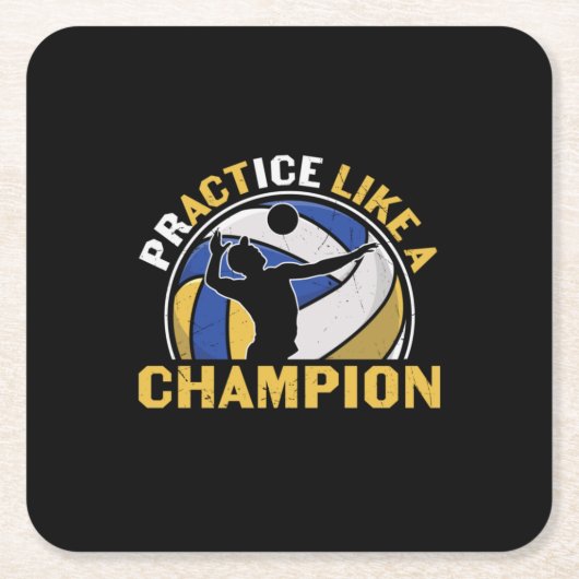 Volleyball Player | Practice Like A Champion スクエアペーパーコースター (正面)
