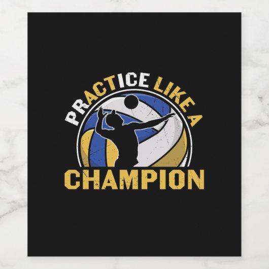 Volleyball Player | Practice Like A Champion ワインラベル (シングルラベル)