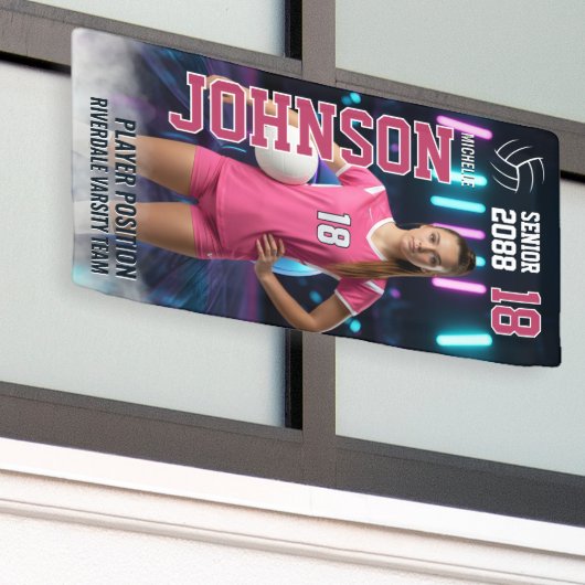 Volleyball Player Senior Night Photo Futuristic 横断幕 (ビルの外側)