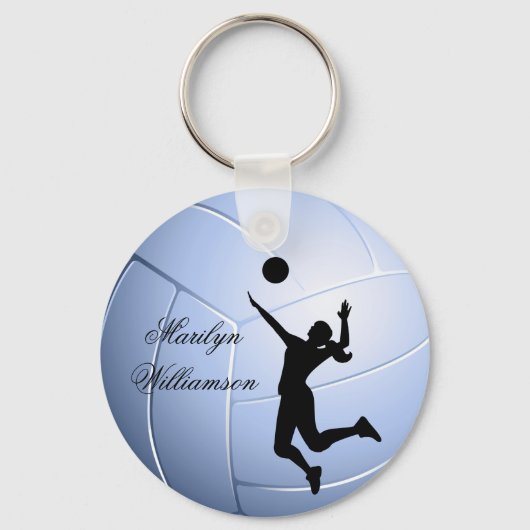 Volleyball Player Silhouette and Ball personalize キーホルダー (正面)