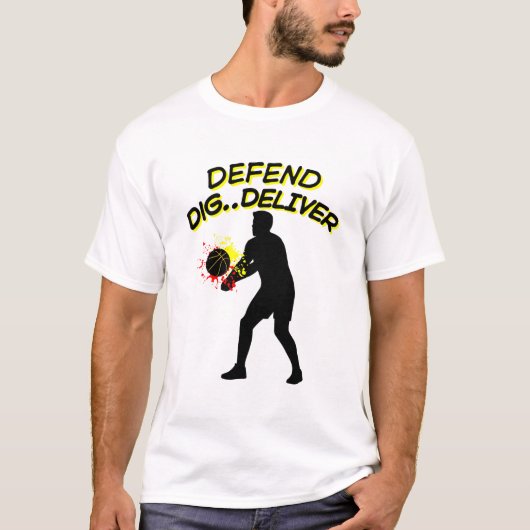 Volleyball Player Silhouette - Defend Dig Deliver  Tシャツ (正面)