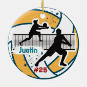 volleyball player sports team boy athlete custom セラミックオーナメント (裏面)