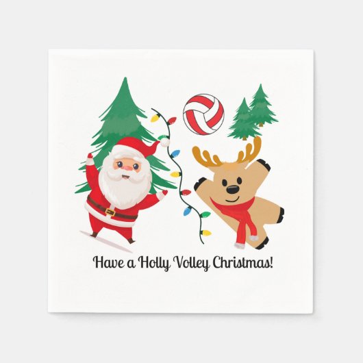 Volleyball Santa Cocktail Napkin スタンダードカクテルナプキン (正面)