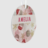 Volleyball Santa Hat Name Christmas   オーナメント (正面)