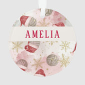 Volleyball Santa Hat Name Christmas   オーナメント (裏面)