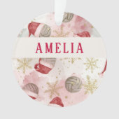 Volleyball Santa Hat Name Christmas   オーナメント (正面)