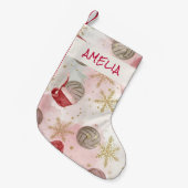 Volleyball Santa Hat Name Christmas スモールクリスマスストッキング (正面 (吊り時))