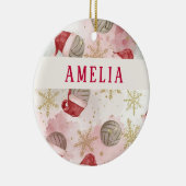 Volleyball Santa Hat Name Christmas   セラミックオーナメント (右)