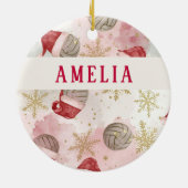 Volleyball Santa Hat Name Christmas   セラミックオーナメント (裏面)